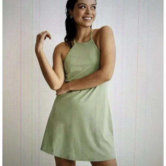Madewell Flex Fitness Dress w/Built in Shorts Tennis Pickle Ball Green Size  M